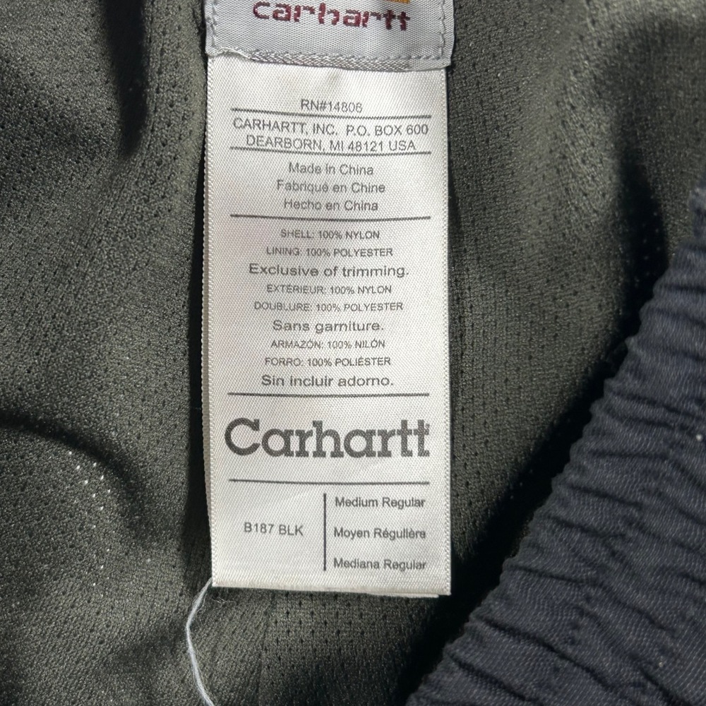 Carhartt B187 BLK Nylon Work Pants Mens Medium Regular Black Side Zip Mesh Lined - Picture 4 of 9